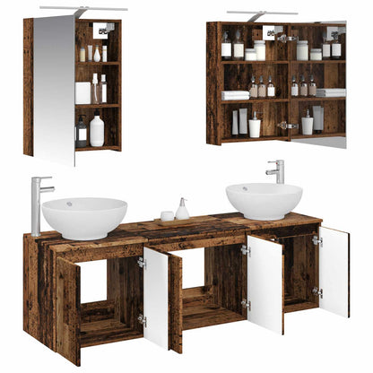 Bathroom Cabinet Set 5 pcs Old Wood Engineered Wood