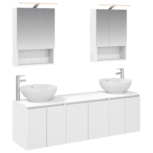 Bathroom Cabinet Set 5 pcs White Engineered Wood