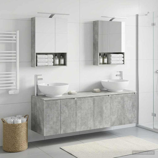 Bathroom Cabinet Set 5 pcs Concrete Grey Engineered Wood