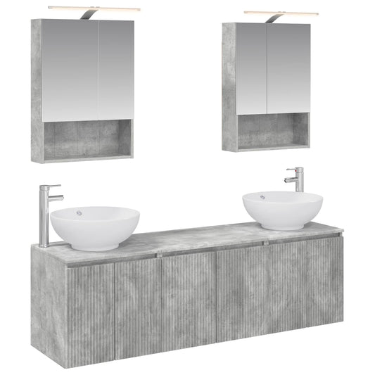 Bathroom Cabinet Set 5 pcs Concrete Grey Engineered Wood