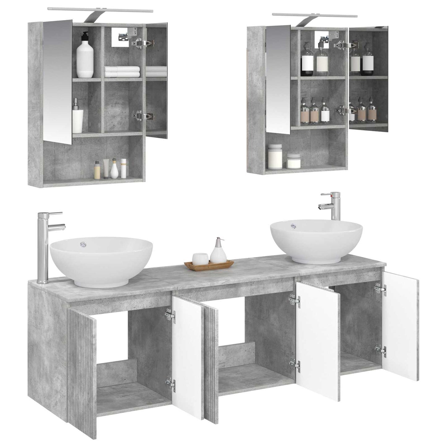 Bathroom Cabinet Set 5 pcs Concrete Grey Engineered Wood