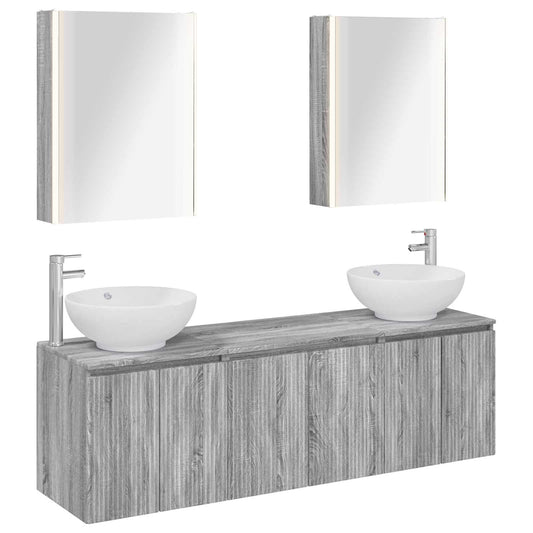 Bathroom Cabinet Set 5 pcs Grey Sonoma Engineered Wood