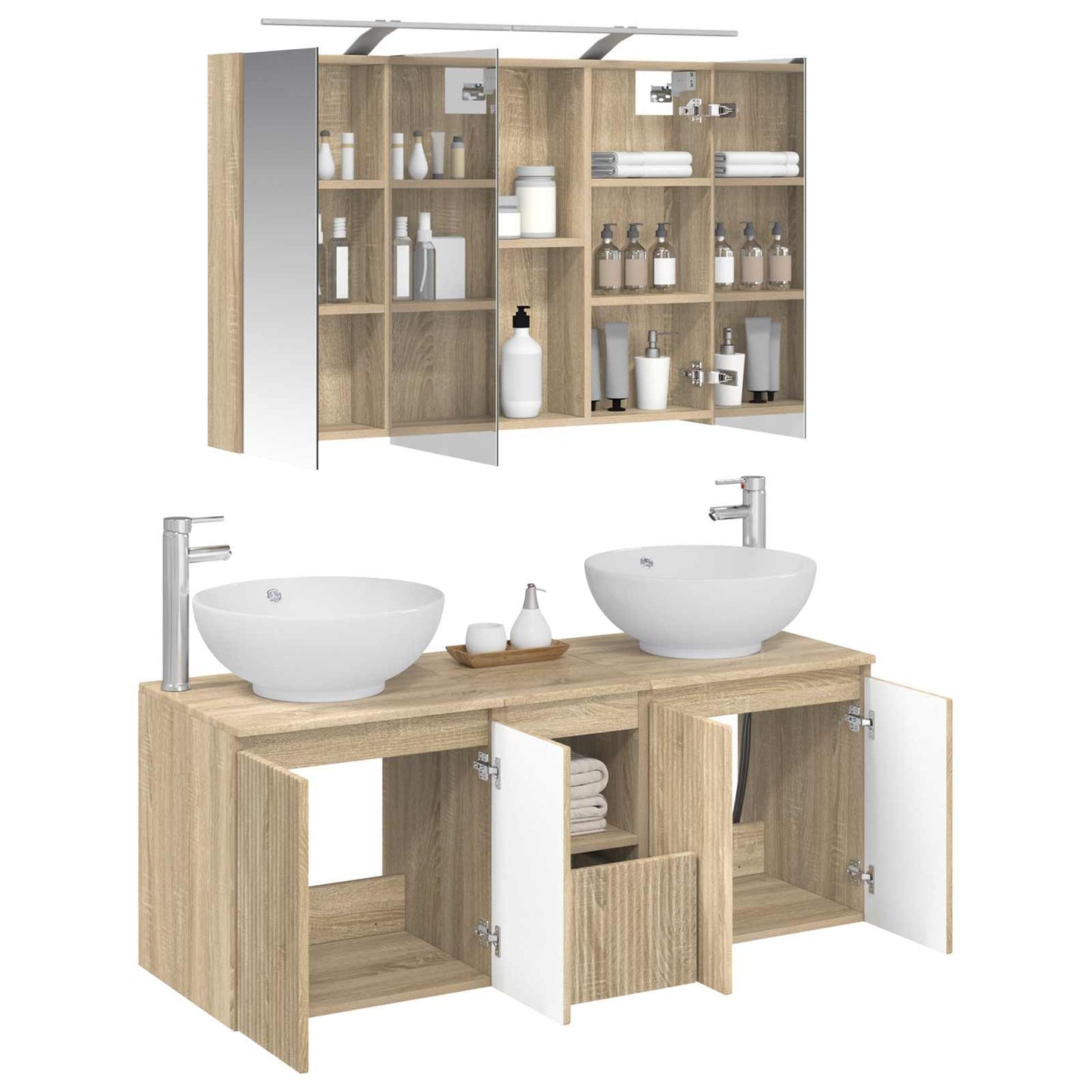 Bathroom Cabinet Set 4 pcs Sonoma Oak Engineered Wood