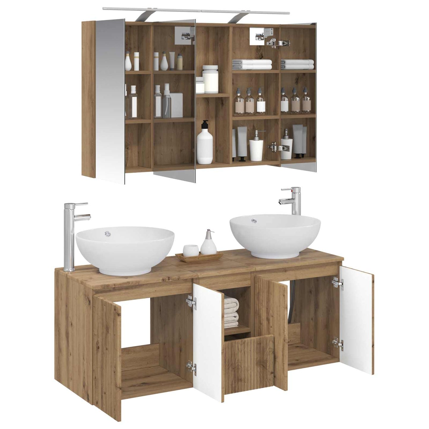 Bathroom Cabinet Set 4 pcs Artisan Oak Engineered Wood