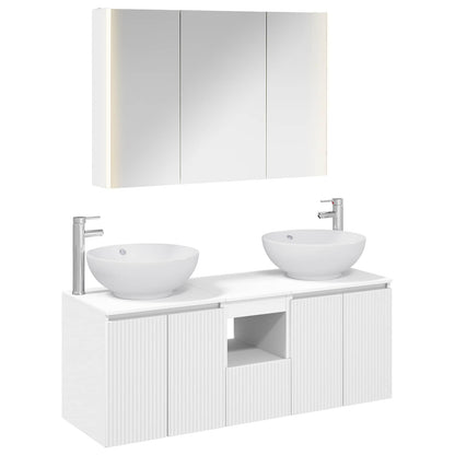Bathroom Cabinet Set 4 pcs White Engineered Wood