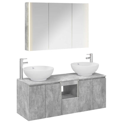 Bathroom Cabinet Set 4 pcs Concrete Grey Engineered Wood