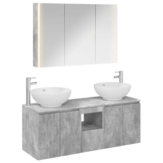 Bathroom Cabinet Set 4 pcs Concrete Grey Engineered Wood