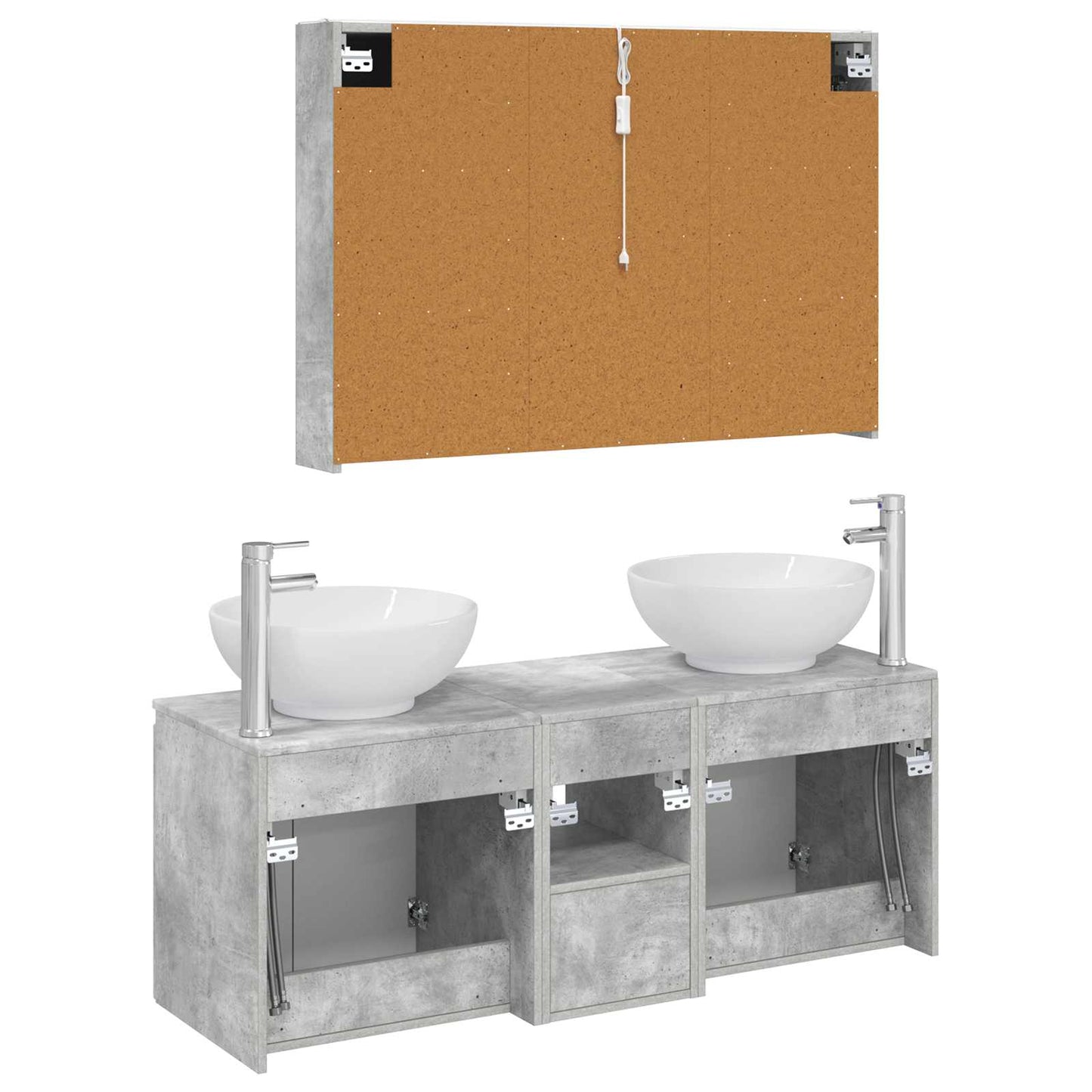 Bathroom Cabinet Set 4 pcs Concrete Grey Engineered Wood