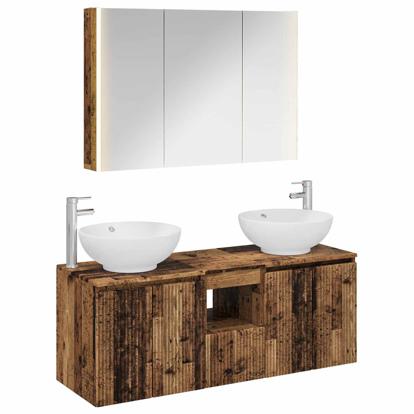 Bathroom Cabinet Set 4 pcs Old Wood Engineered Wood