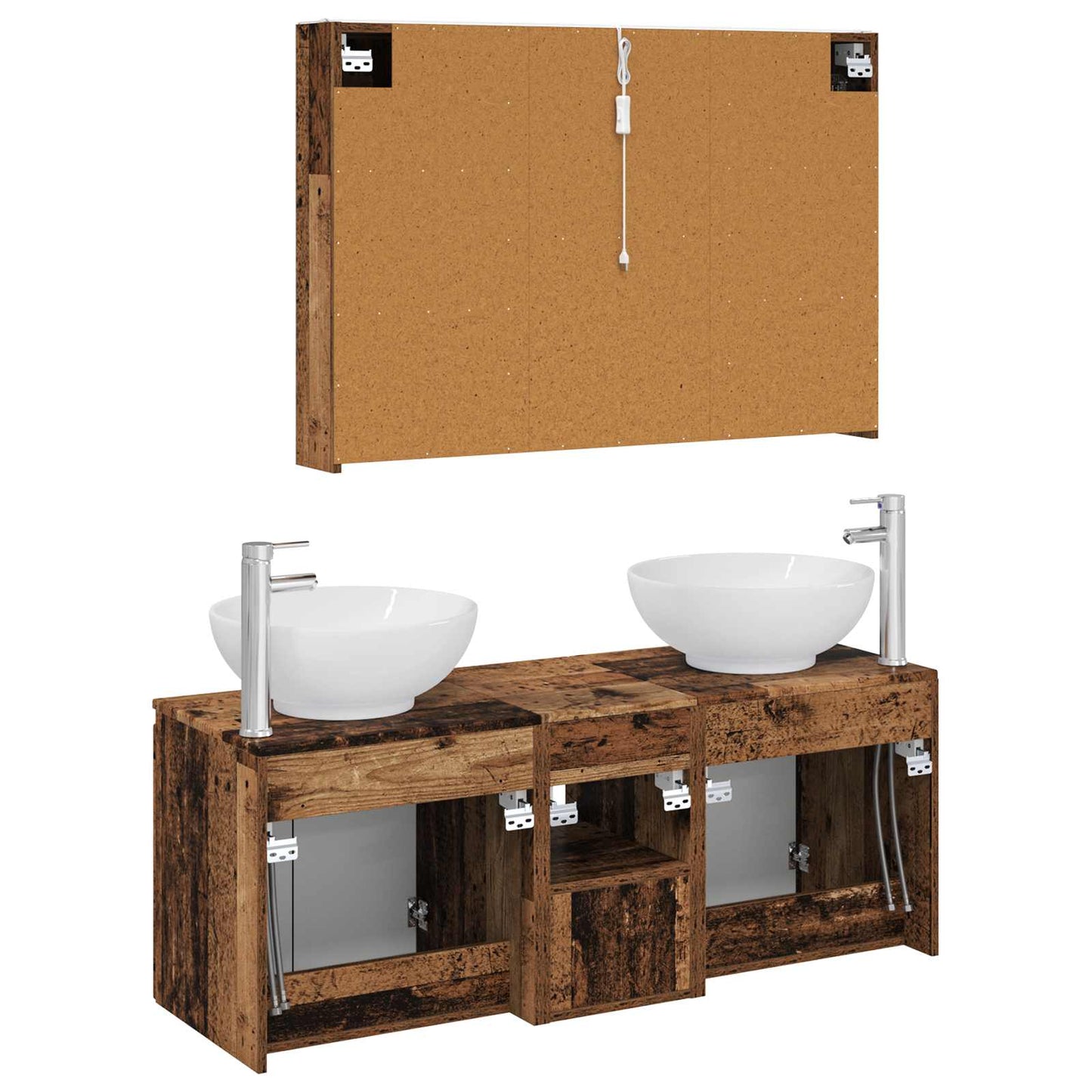 Bathroom Cabinet Set 4 pcs Old Wood Engineered Wood