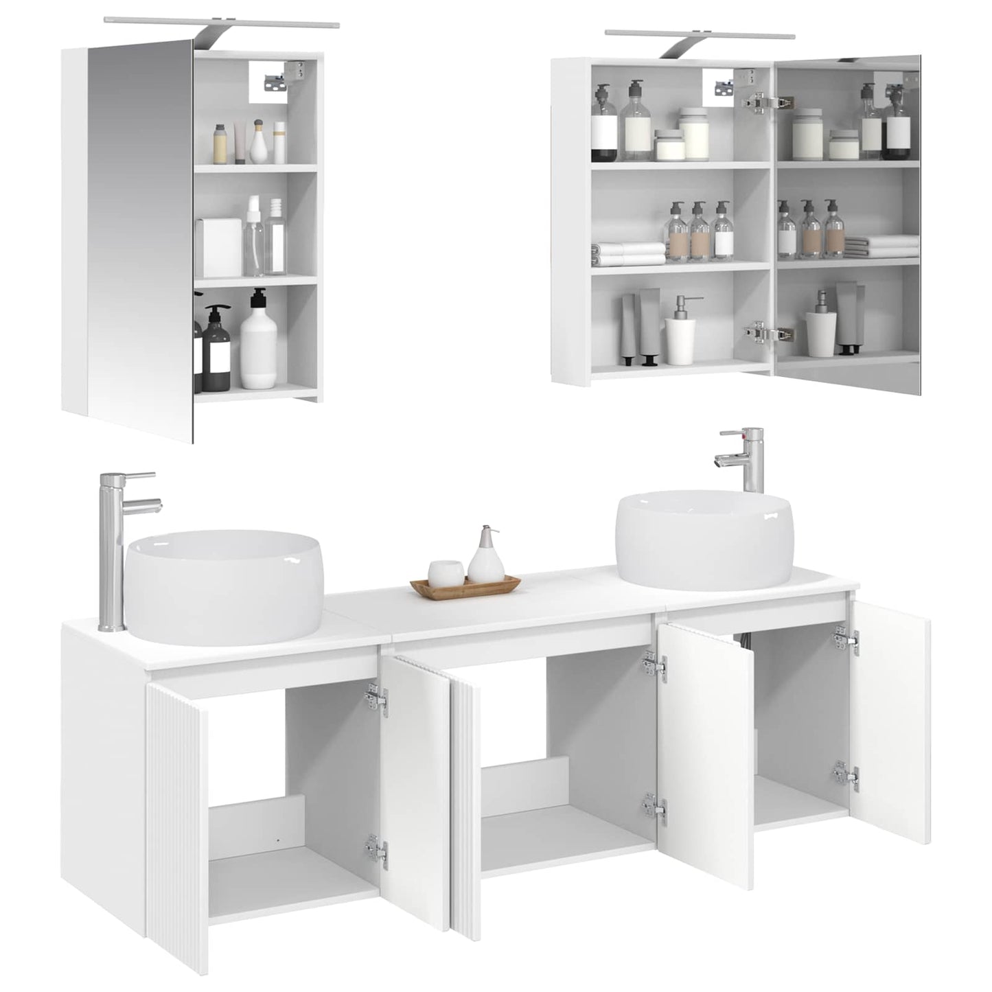 Bathroom Cabinet Set 5 pcs White Engineered Wood