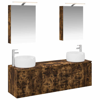 Bathroom Cabinet Set 5 pcs Smoked Oak Engineered Wood