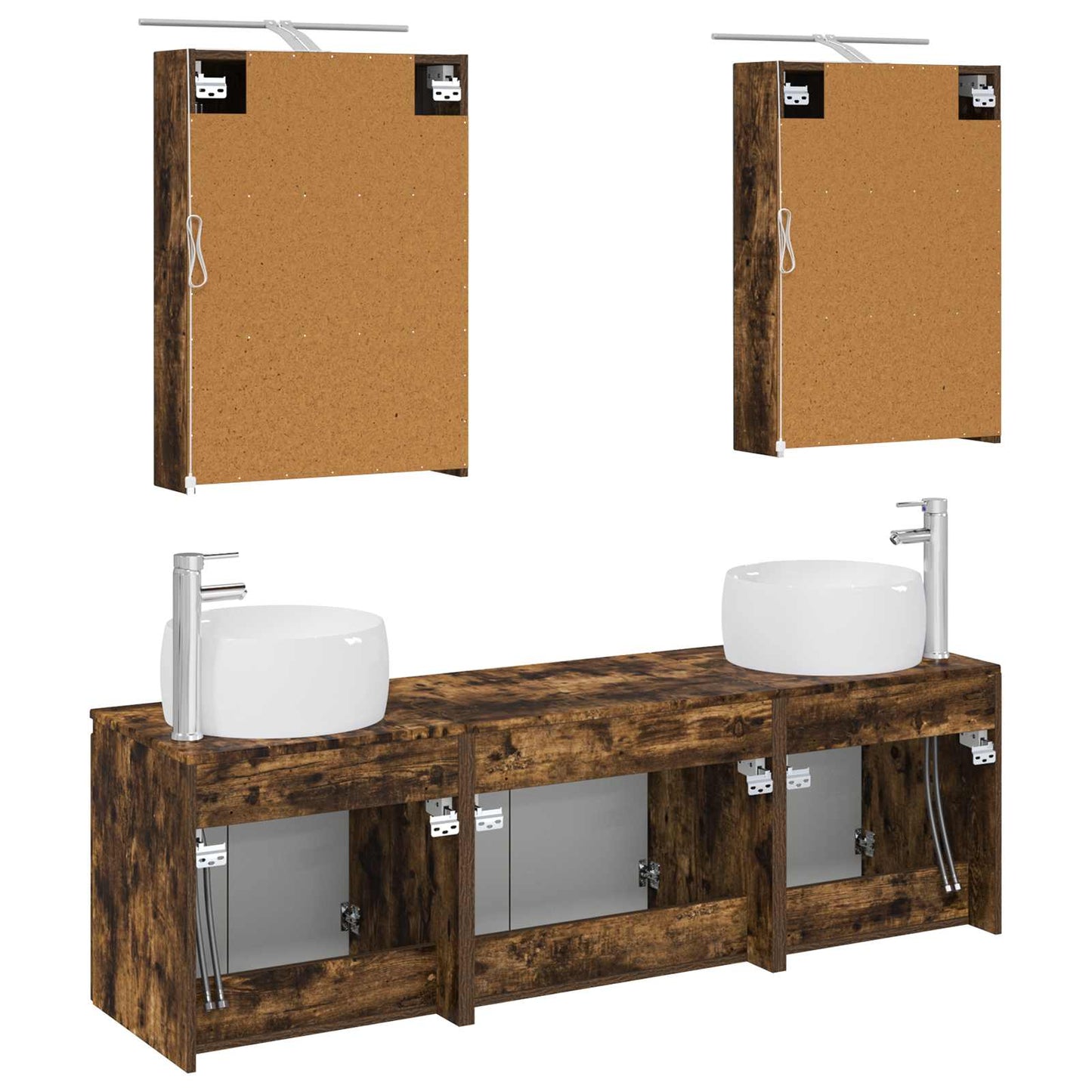 Bathroom Cabinet Set 5 pcs Smoked Oak Engineered Wood