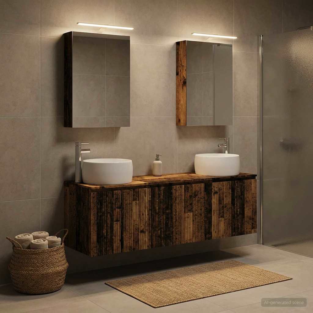 Bathroom Cabinet Set 5 pcs Old Wood Engineered Wood