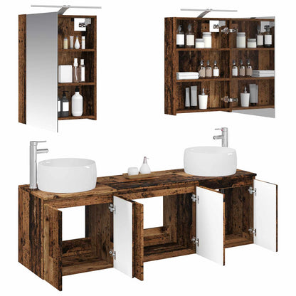 Bathroom Cabinet Set 5 pcs Old Wood Engineered Wood