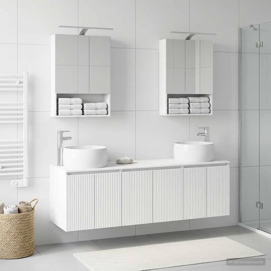Bathroom Cabinet Set 5 pcs White Engineered Wood