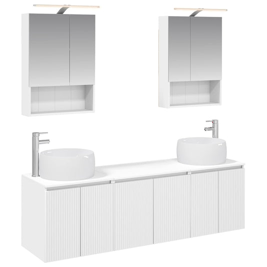 Bathroom Cabinet Set 5 pcs White Engineered Wood