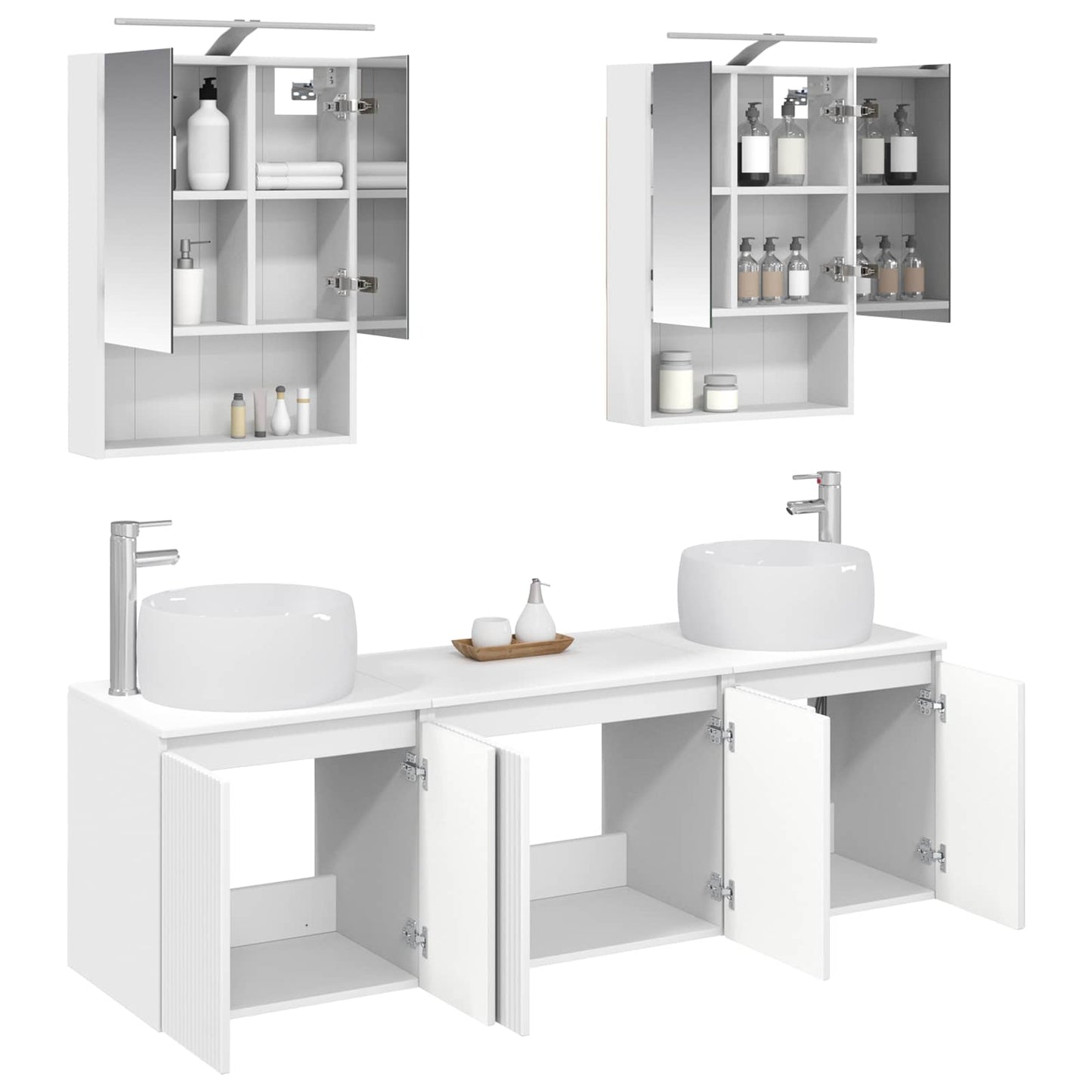Bathroom Cabinet Set 5 pcs White Engineered Wood
