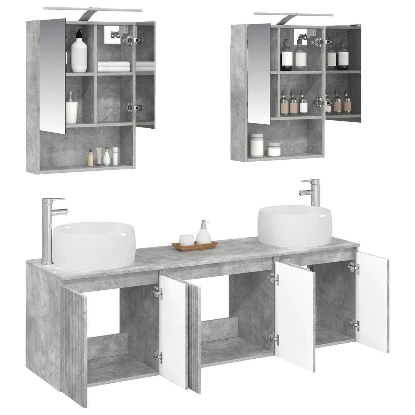 Bathroom Cabinet Set 5 pcs Concrete Grey Engineered Wood