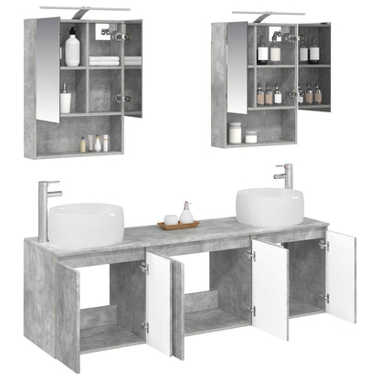 Bathroom Cabinet Set 5 pcs Concrete Grey Engineered Wood