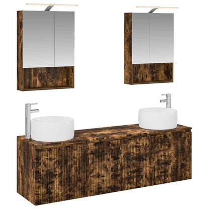 Bathroom Cabinet Set 5 pcs Smoked Oak Engineered Wood