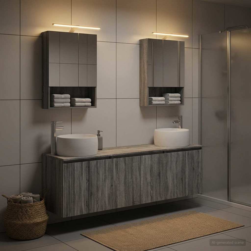 Bathroom Cabinet Set 5 pcs Grey Sonoma Engineered Wood