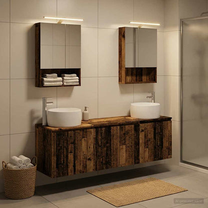 Bathroom Cabinet Set 5 pcs Old Wood Engineered Wood