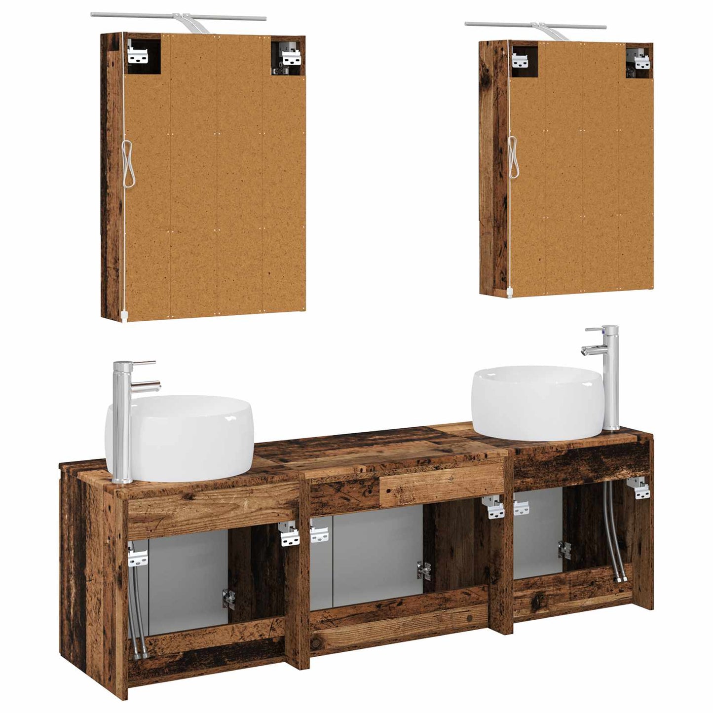 Bathroom Cabinet Set 5 pcs Old Wood Engineered Wood