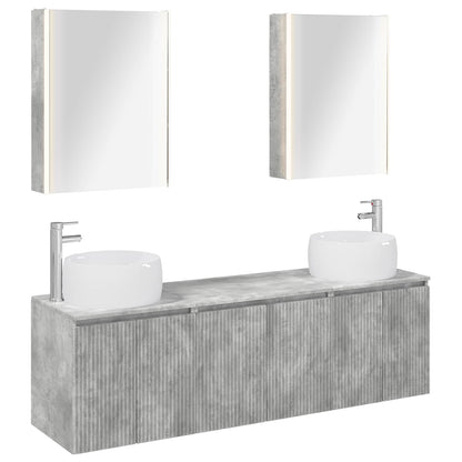 Bathroom Cabinet Set 5 pcs Concrete Grey Engineered Wood