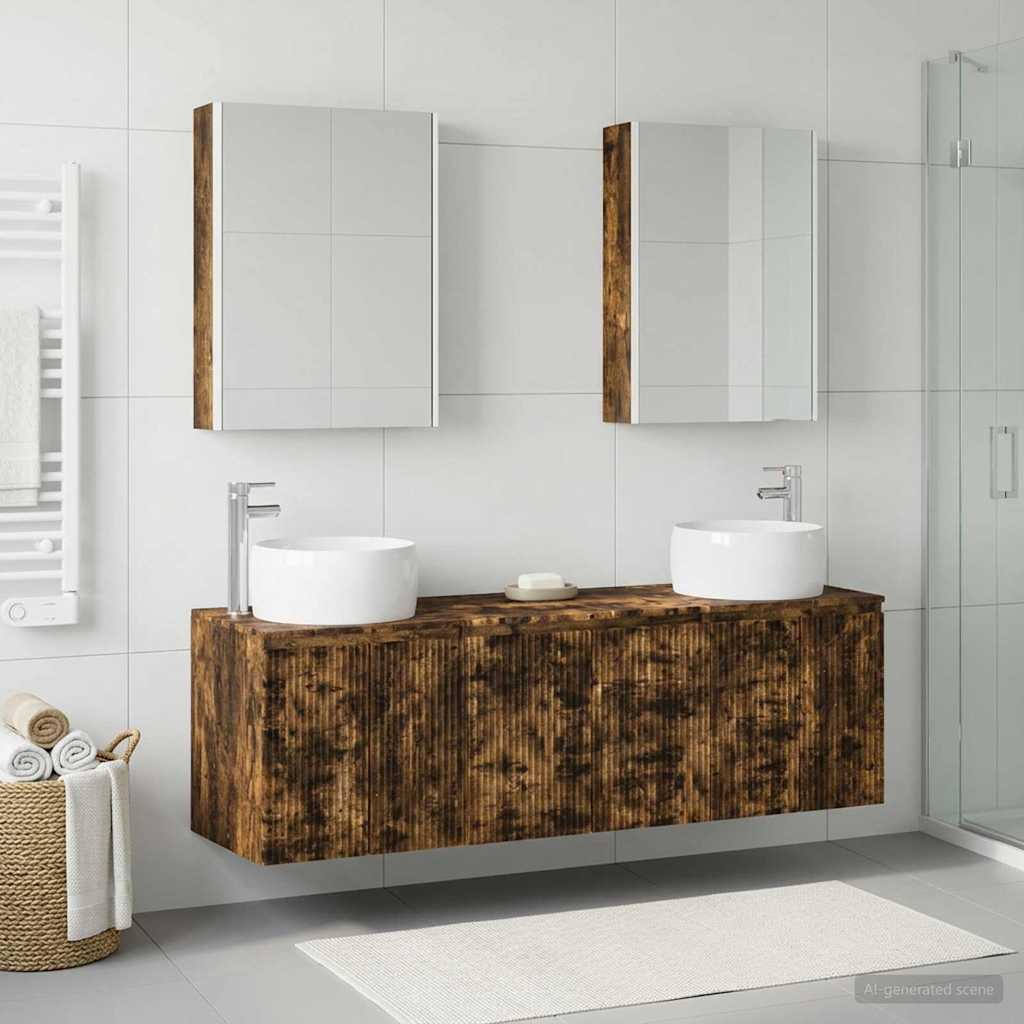 Bathroom Cabinet Set 5 pcs Smoked Oak Engineered Wood