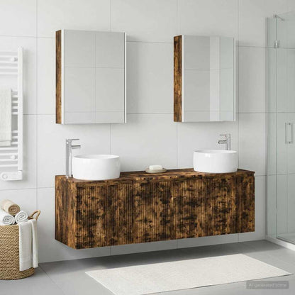 Bathroom Cabinet Set 5 pcs Smoked Oak Engineered Wood