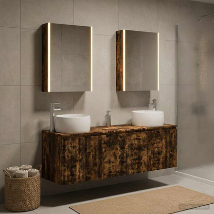 Bathroom Cabinet Set 5 pcs Smoked Oak Engineered Wood
