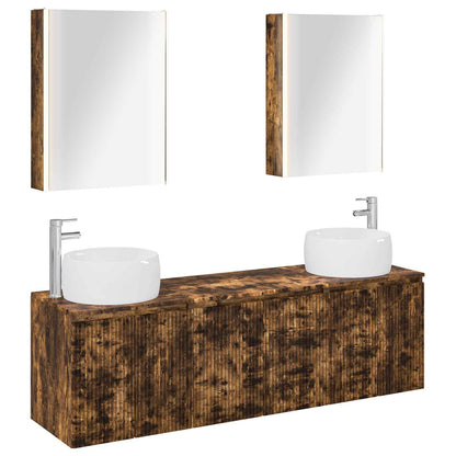 Bathroom Cabinet Set 5 pcs Smoked Oak Engineered Wood