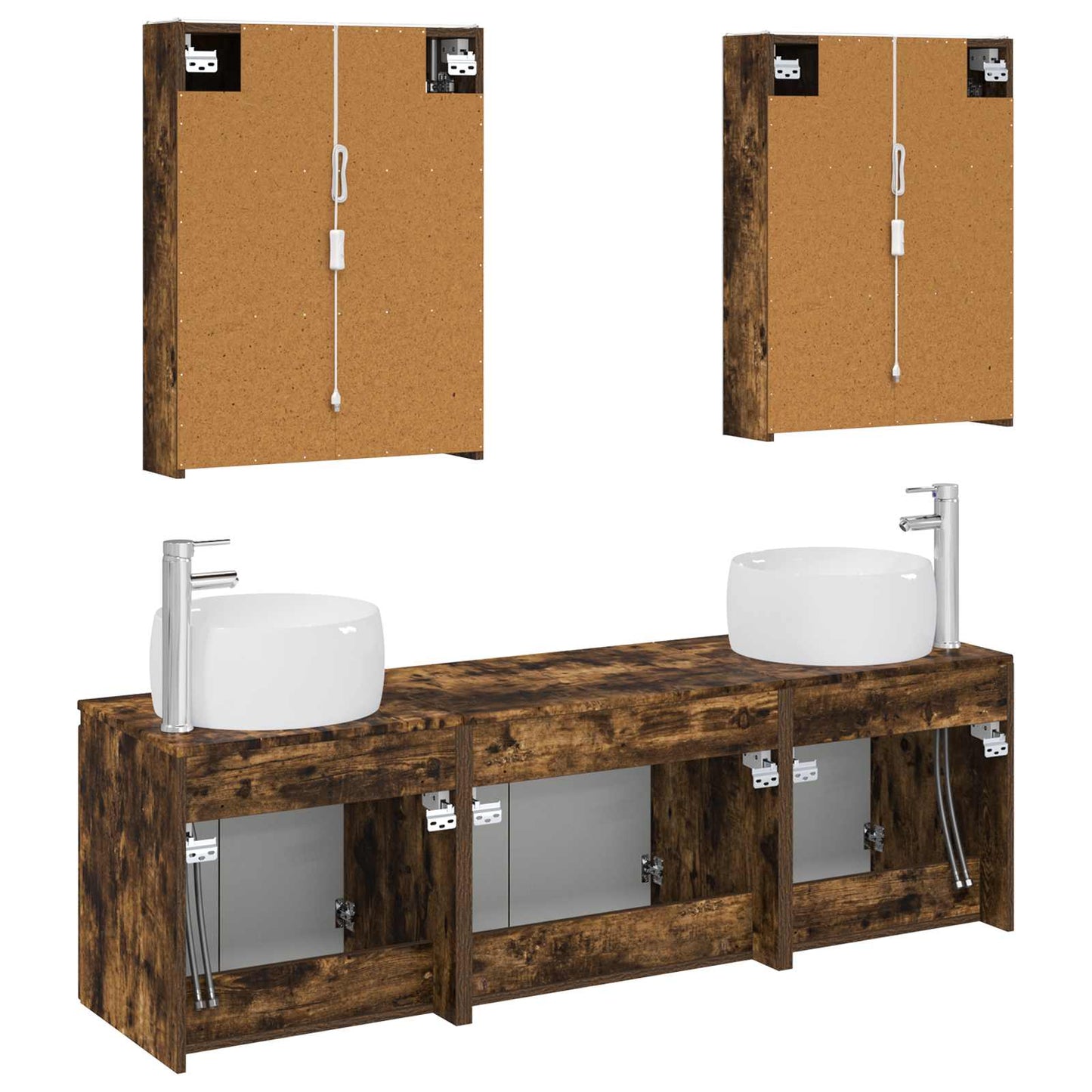 Bathroom Cabinet Set 5 pcs Smoked Oak Engineered Wood