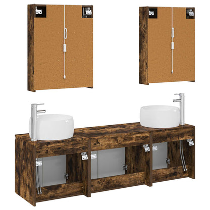 Bathroom Cabinet Set 5 pcs Smoked Oak Engineered Wood