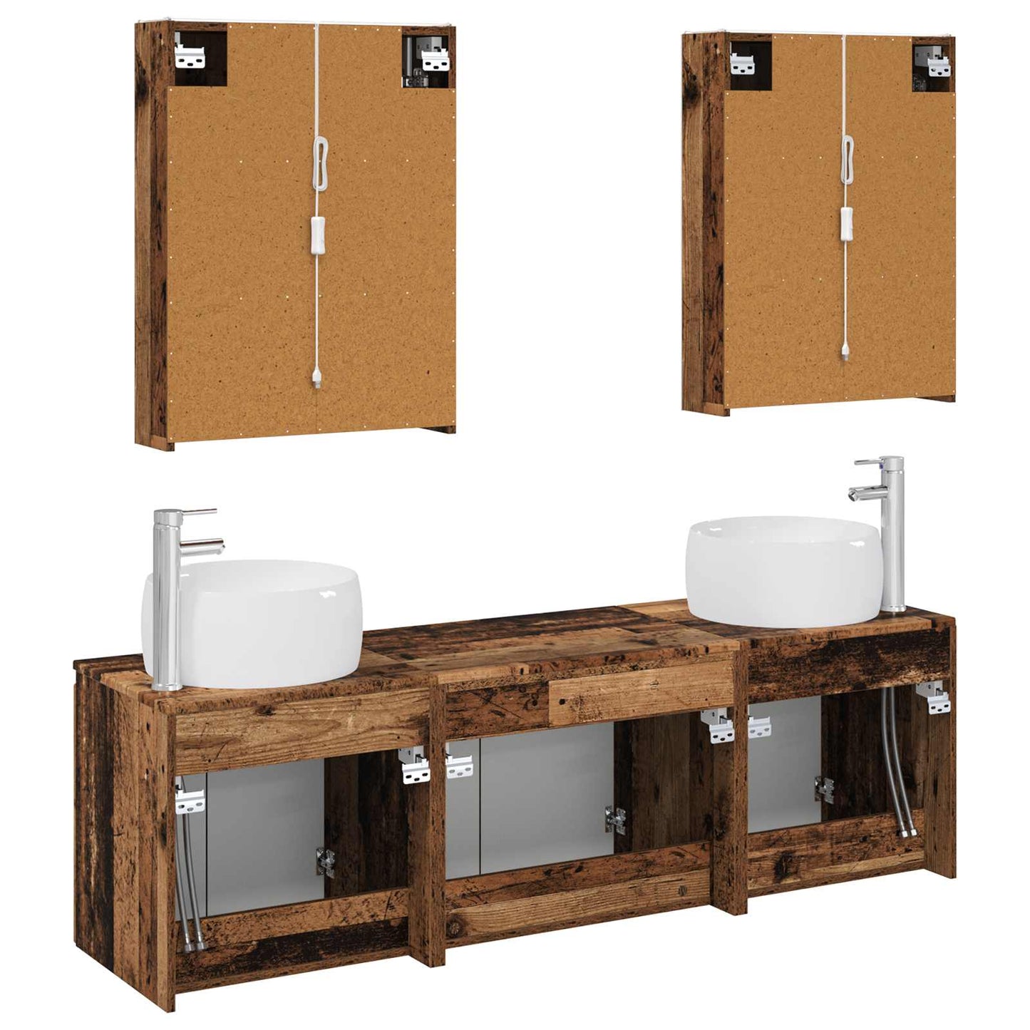 Bathroom Cabinet Set 5 pcs Old Wood Engineered Wood