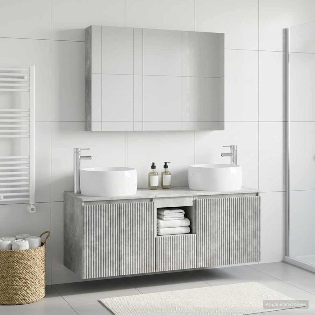 Bathroom Cabinet Set 4 pcs Concrete Grey Engineered Wood