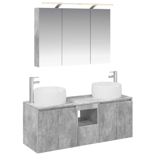 Bathroom Cabinet Set 4 pcs Concrete Grey Engineered Wood