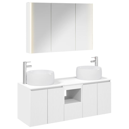 Bathroom Cabinet Set 4 pcs White Engineered Wood