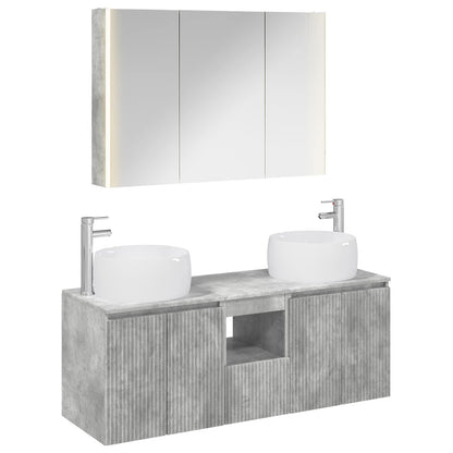 Bathroom Cabinet Set 4 pcs Concrete Grey Engineered Wood