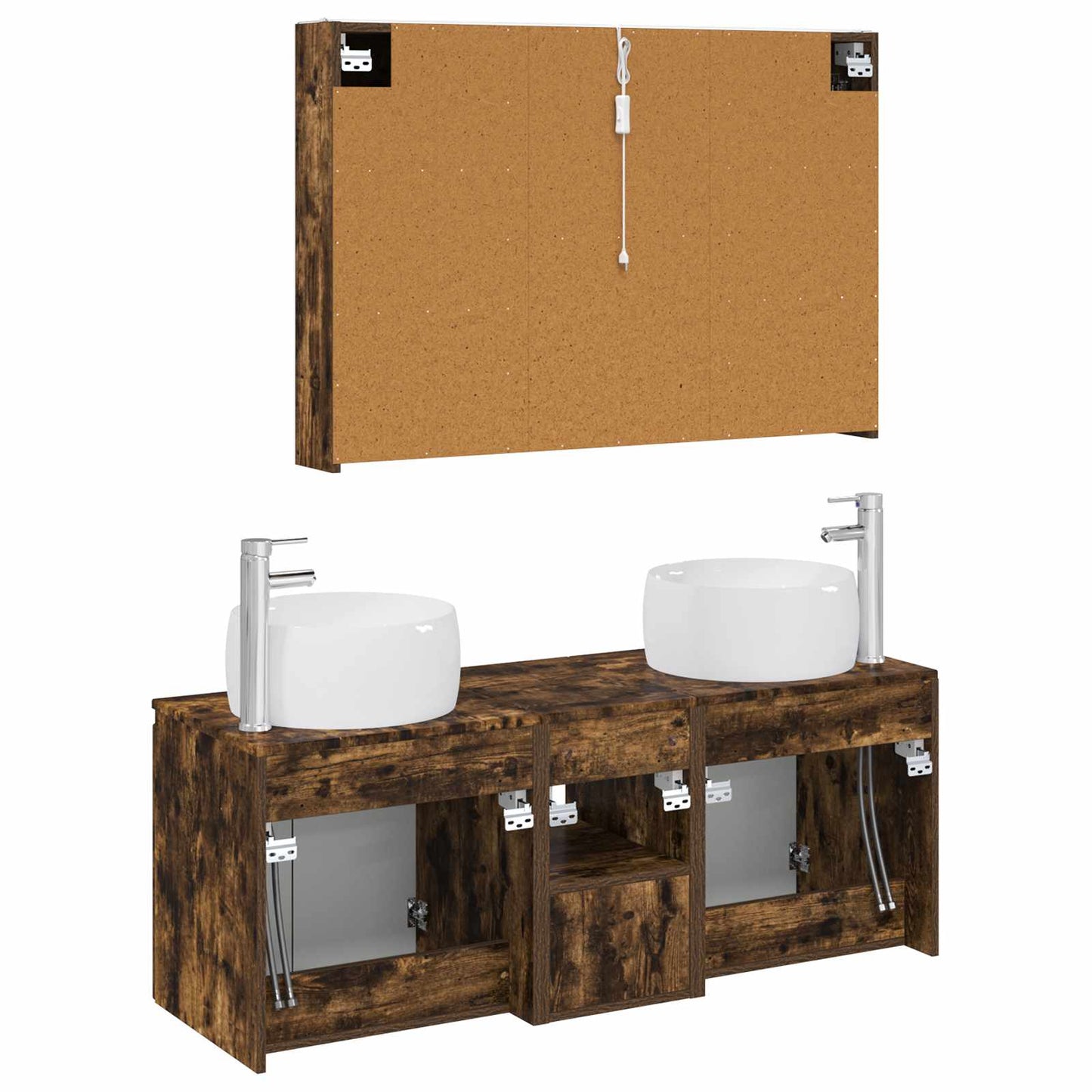 Bathroom Cabinet Set 4 pcs Smoked Oak Engineered Wood