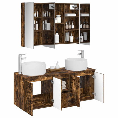 Bathroom Cabinet Set 4 pcs Smoked Oak Engineered Wood