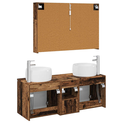 Bathroom Cabinet Set 4 pcs Old Wood Engineered Wood