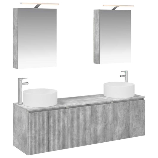 Bathroom Cabinet Set 5 pcs Concrete Grey Engineered Wood