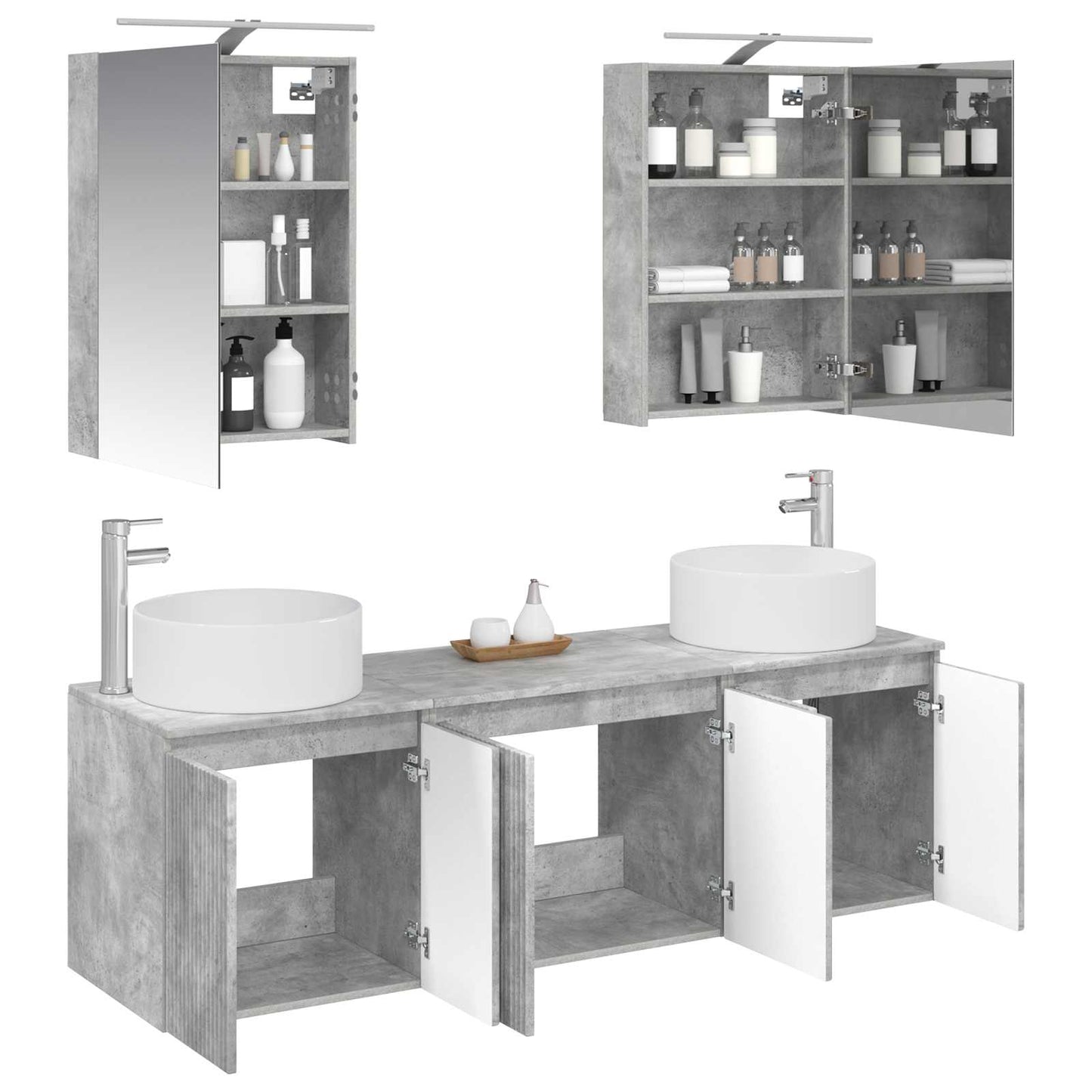 Bathroom Cabinet Set 5 pcs Concrete Grey Engineered Wood