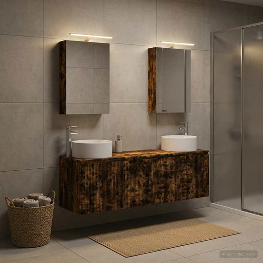 Bathroom Cabinet Set 5 pcs Smoked Oak Engineered Wood