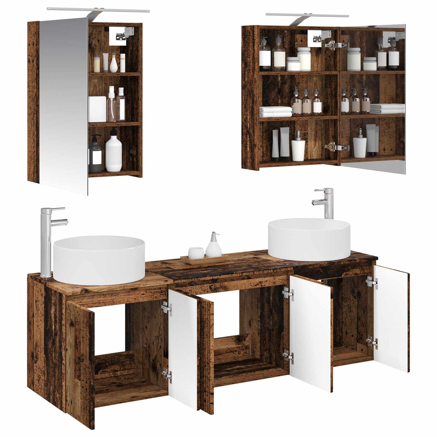 Bathroom Cabinet Set 5 pcs Old Wood Engineered Wood