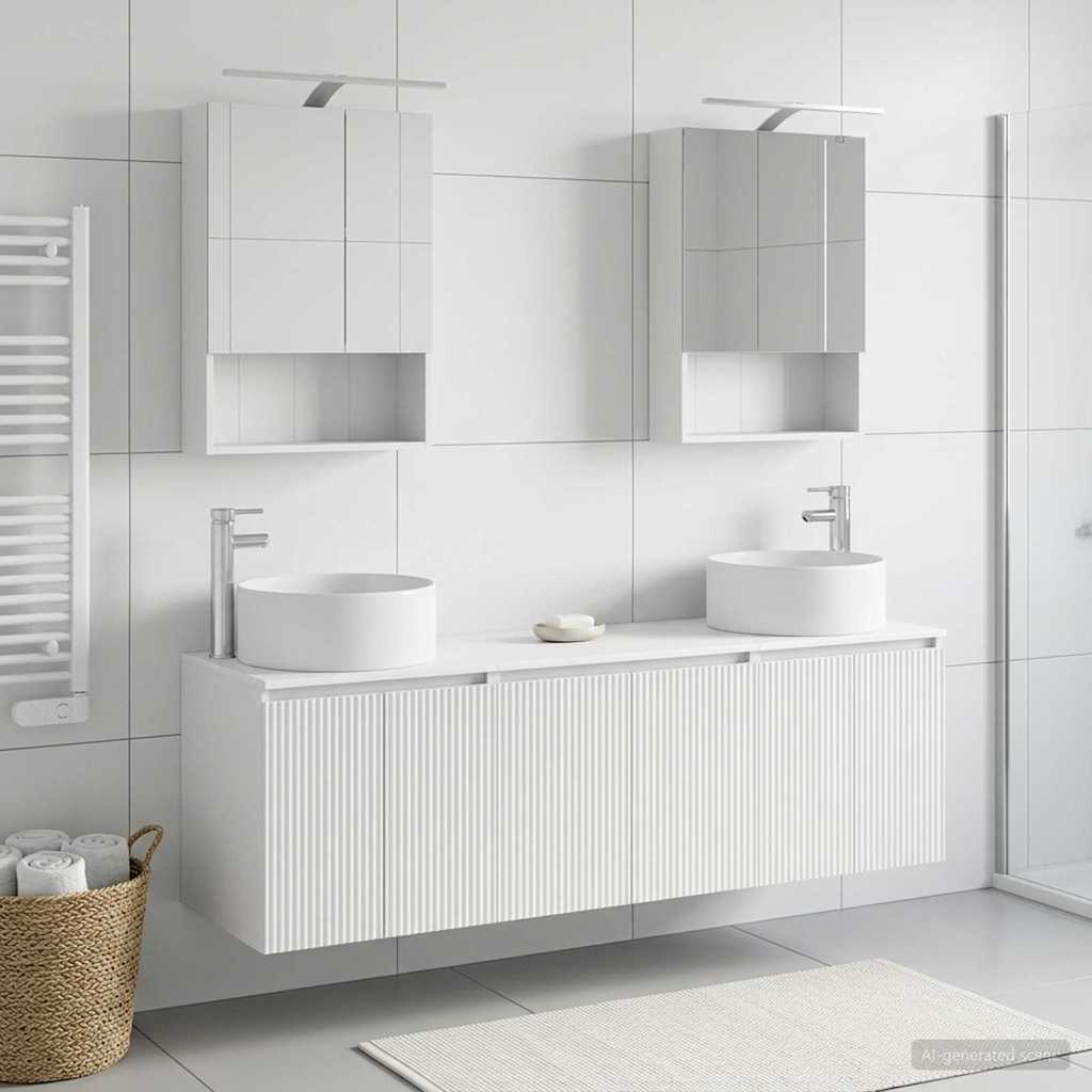 Bathroom Cabinet Set 5 pcs White Engineered Wood