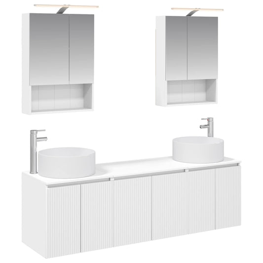 Bathroom Cabinet Set 5 pcs White Engineered Wood