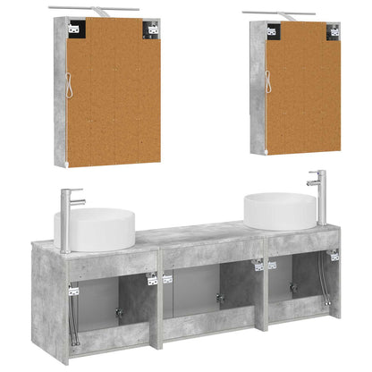 Bathroom Cabinet Set 5 pcs Concrete Grey Engineered Wood